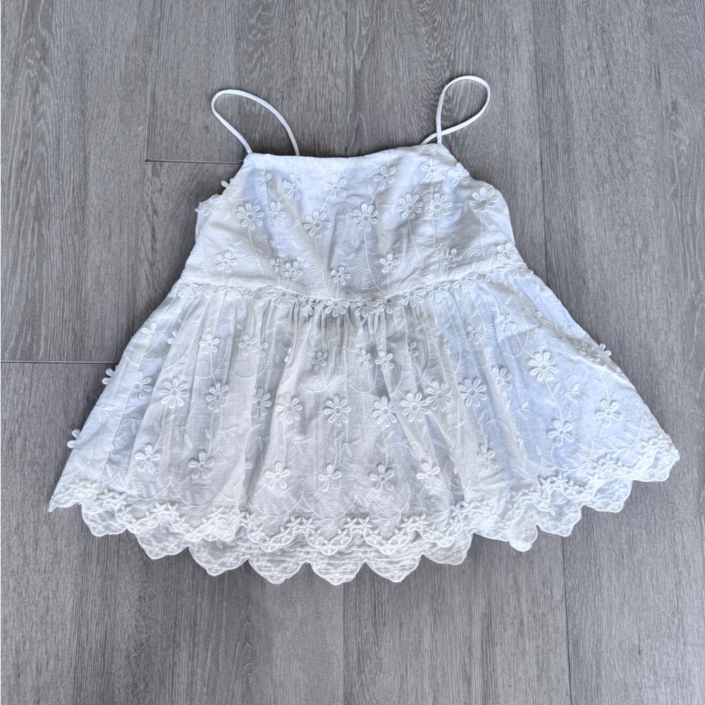 Free People White Floral Lace Blouse